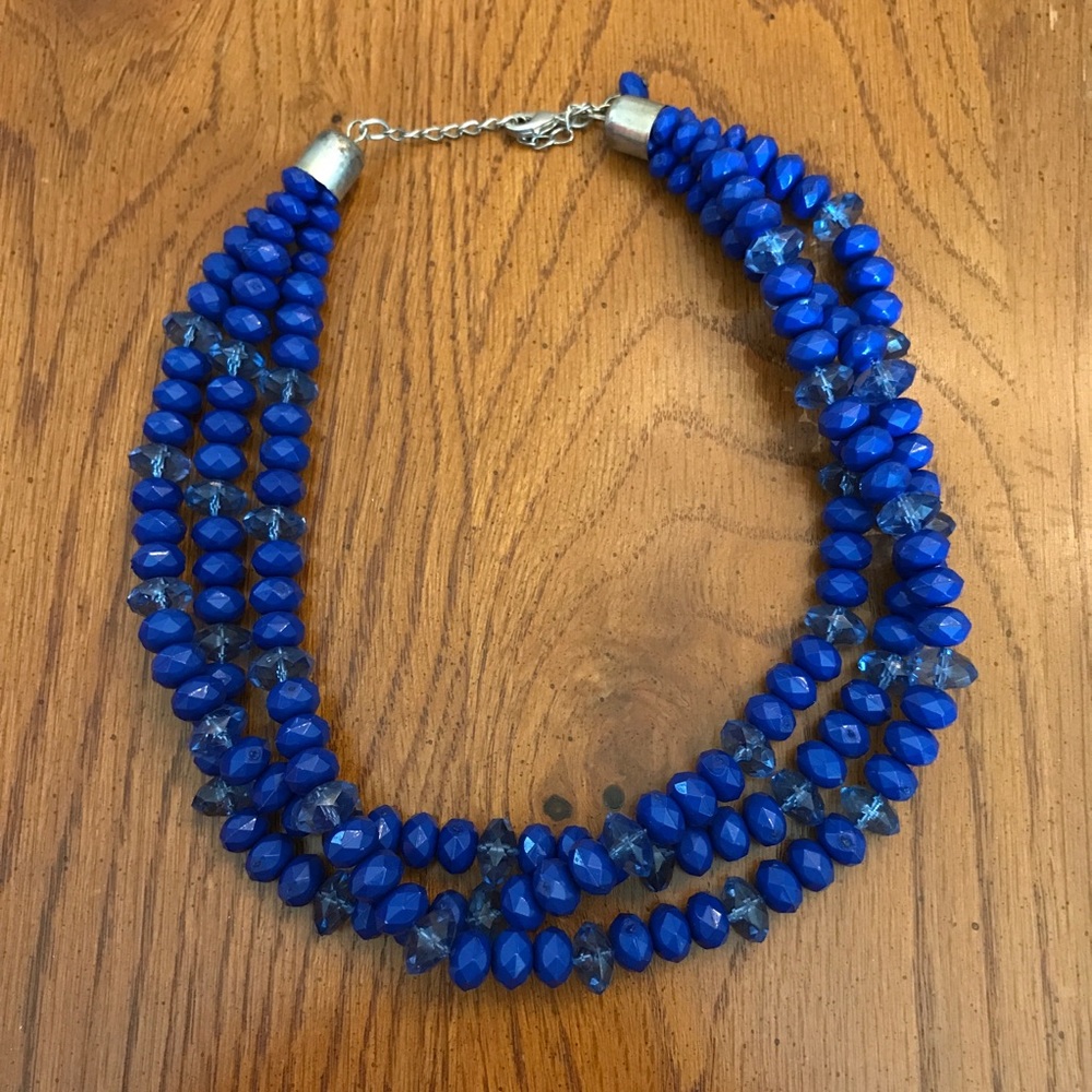 Blue Beaded Layered Necklace